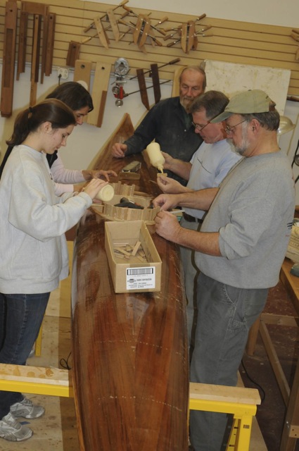 Class building a kayak