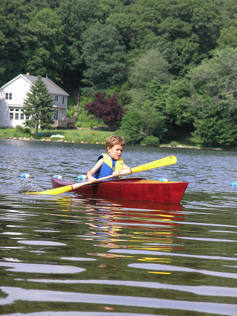 A kid in a kayak