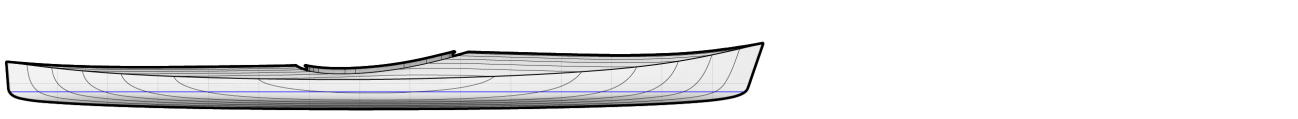 Simple Wood Strip Kayak Side View Drawing