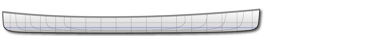 Freedom 17 strip built asymmetrical canoe profile