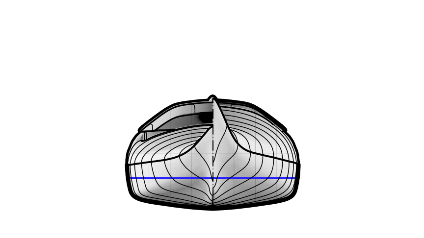 Expedition Single Strip Built Sea Kayak Body Plan Drawing