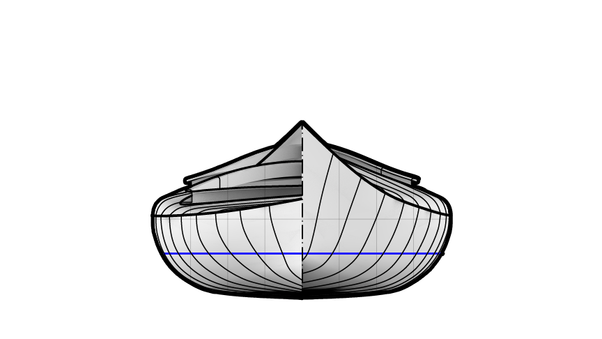 Great Auk Double Strip Built Sea Kayak Body Drawing