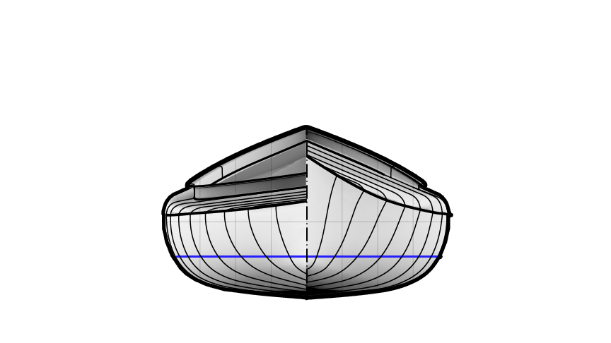 Great Auk Strip Built Sea Kayak Body Drawing
