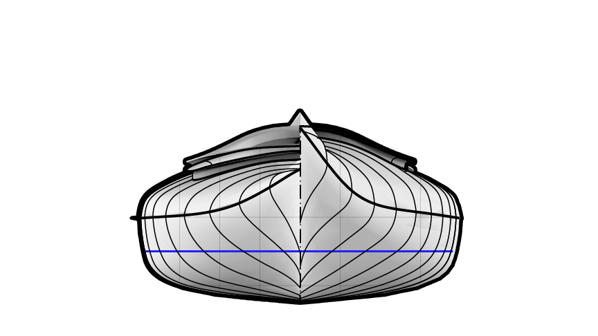 Guillemot Strip Built Tandem Sea Kayak End View Lines