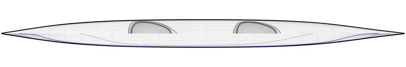 Guillemot Fast Double Wooden Sea Kayak Top Plan Lines