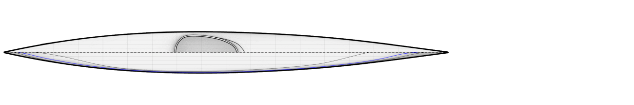 Night Heron Strip Built Sea Kayak Top Down View Drawing