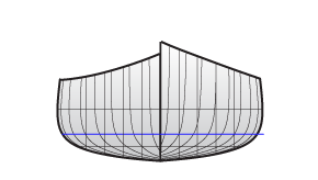 Freedom 17 cedar strip asymmetrical canoe body plan