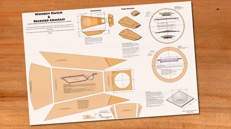 Paper plans for a whiskey hatch and recessed compass